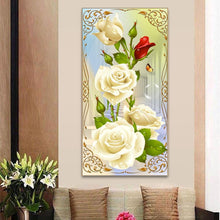 Load image into Gallery viewer, Rose Flower 30x56cm(canvas) partial round drill diamond painting
