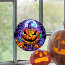 Load image into Gallery viewer, Suncatcher Double Sided Diamond Painting Hanging Decor (Pumpkin Monster)

