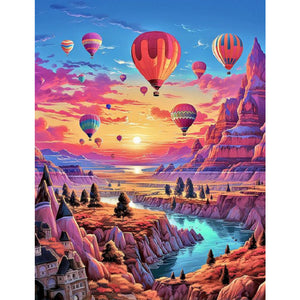 Mountain Hot Air Balloon 30*40CM (canvas) Full Square Drill Diamond Painting