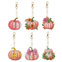Load image into Gallery viewer, 6PCS Double Sided Special Shape Diamond Painting Keychain (Flower Pumpkin)
