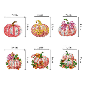 6PCS Double Sided Special Shape Diamond Painting Keychain (Flower Pumpkin)