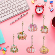 Load image into Gallery viewer, 6PCS Double Sided Special Shape Diamond Painting Keychain (Flower Pumpkin)
