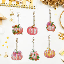 Load image into Gallery viewer, 6PCS Double Sided Special Shape Diamond Painting Keychain (Flower Pumpkin)
