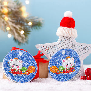 Double Sided Special Shape Diamond Painting Compact Mirror (Christmas Animal #4)