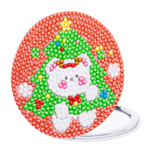 Double Sided Special Shape Diamond Painting Compact Mirror (Christmas Animal #5)