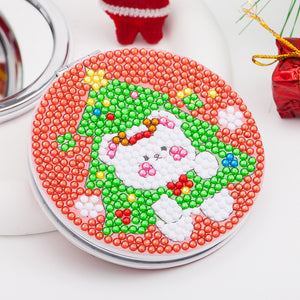 Double Sided Special Shape Diamond Painting Compact Mirror (Christmas Animal #5)