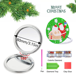 Double Sided Special Shape Diamond Painting Compact Mirror (Santa #6)