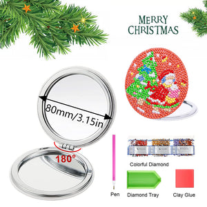 Double Sided Diamond Art Mirror for Adults Kids Beginners (Santa #3)