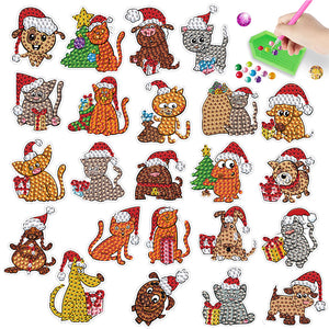 28PCS Diamond Painting Sticker Cartoon Diamond Sticker (Christmas Critters 415)