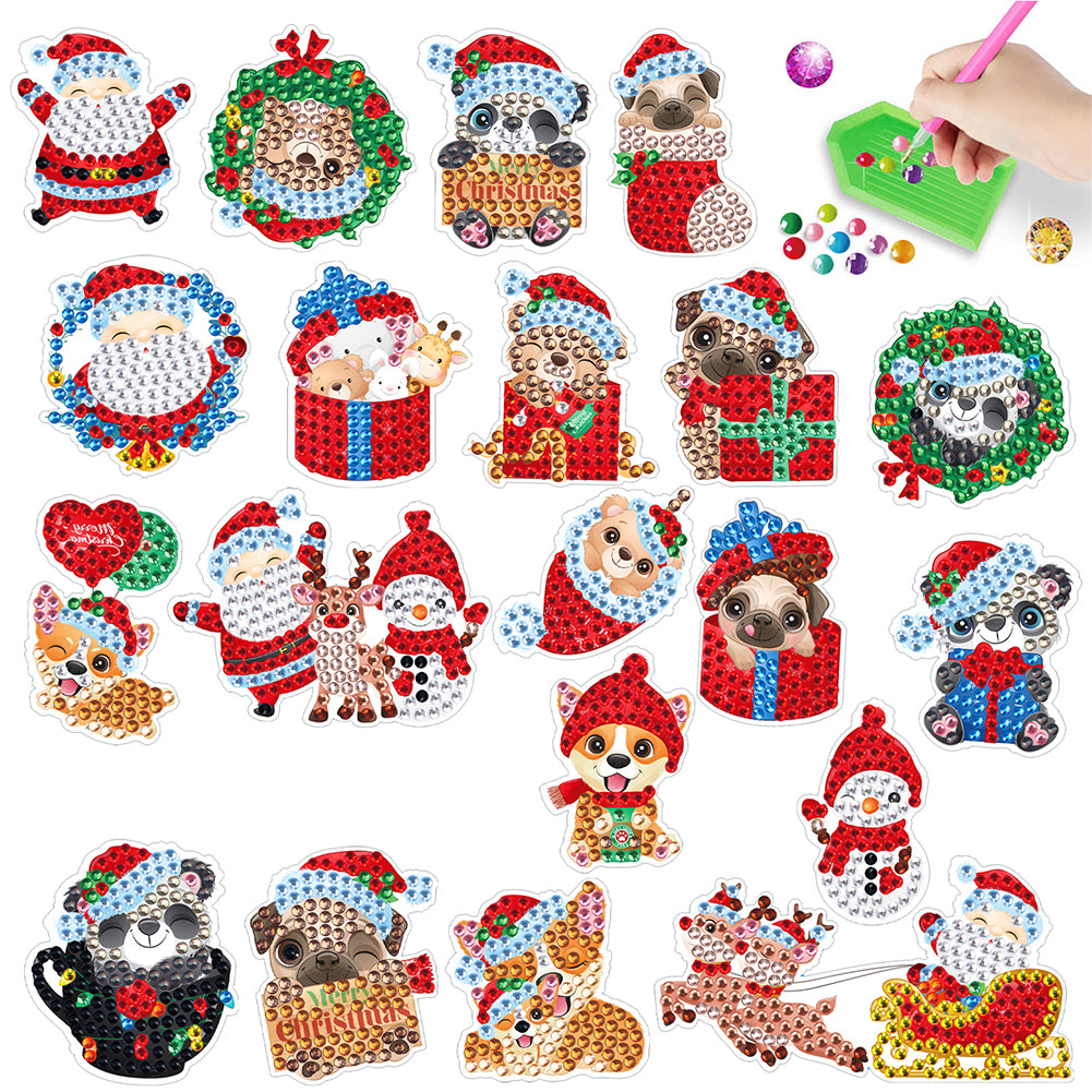 20PCS Diamond Painting Sticker Cartoon Diamond Sticker (Christmas Creatures 422)