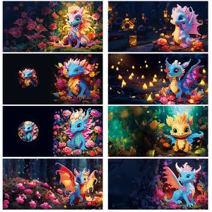 8PCS Special Shape Diamond Handmade Card Diamond Painting Card (Dragon #1)