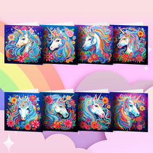 Load image into Gallery viewer, 8PCS Special Shape Diamond Handmade Card Diamond Painting Card (Unicorn #2)
