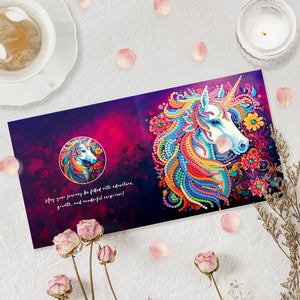 8PCS Special Shape Diamond Handmade Card Diamond Painting Card (Unicorn #2)