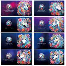 Load image into Gallery viewer, 8PCS Special Shape Diamond Handmade Card Diamond Painting Card (Unicorn #2)
