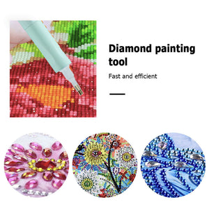 Diamond Art Pens with 6 Pen Heads for DIY Crafts (Frosted Pink Green + Roller)