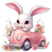 Load image into Gallery viewer, Pink Car Bunny 30*30CM (canvas) Full Round Drill Diamond Painting
