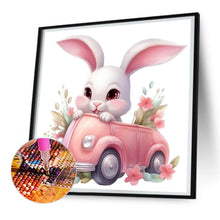 Load image into Gallery viewer, Pink Car Bunny 30*30CM (canvas) Full Round Drill Diamond Painting
