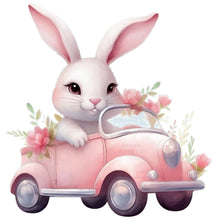 Load image into Gallery viewer, Pink Car Bunny 30*30CM (canvas) Full Round Drill Diamond Painting
