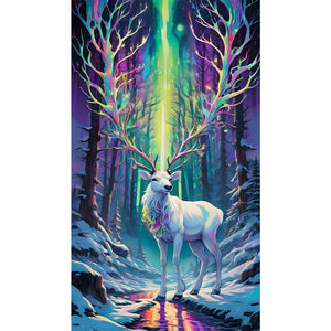 Christmas Aurora Elk 40*70CM (canvas) Full Square Drill Diamond Painting