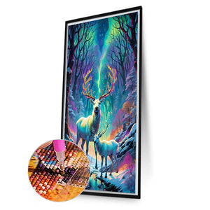 Christmas Aurora Elk 40*70CM (canvas) Full Square Drill Diamond Painting