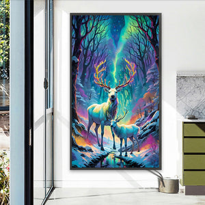 Christmas Aurora Elk 40*70CM (canvas) Full Square Drill Diamond Painting