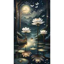 Load image into Gallery viewer, Lotus Shadow Under The Moon 40*70CM (canvas) Full Round Drill Diamond Painting
