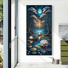 Load image into Gallery viewer, Lotus Shadow Under The Moon 40*70CM (canvas) Full Round Drill Diamond Painting
