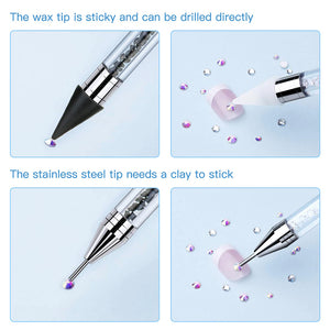 Diamond Art Pens Double Heads with Wax for Nail Art Rhinestones (White)