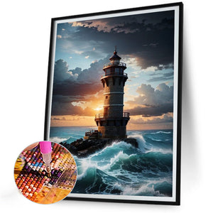 Sea Lighthouse 30*40CM (canvas) Full Round Drill Diamond Painting