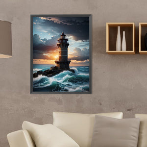 Sea Lighthouse 30*40CM (canvas) Full Round Drill Diamond Painting