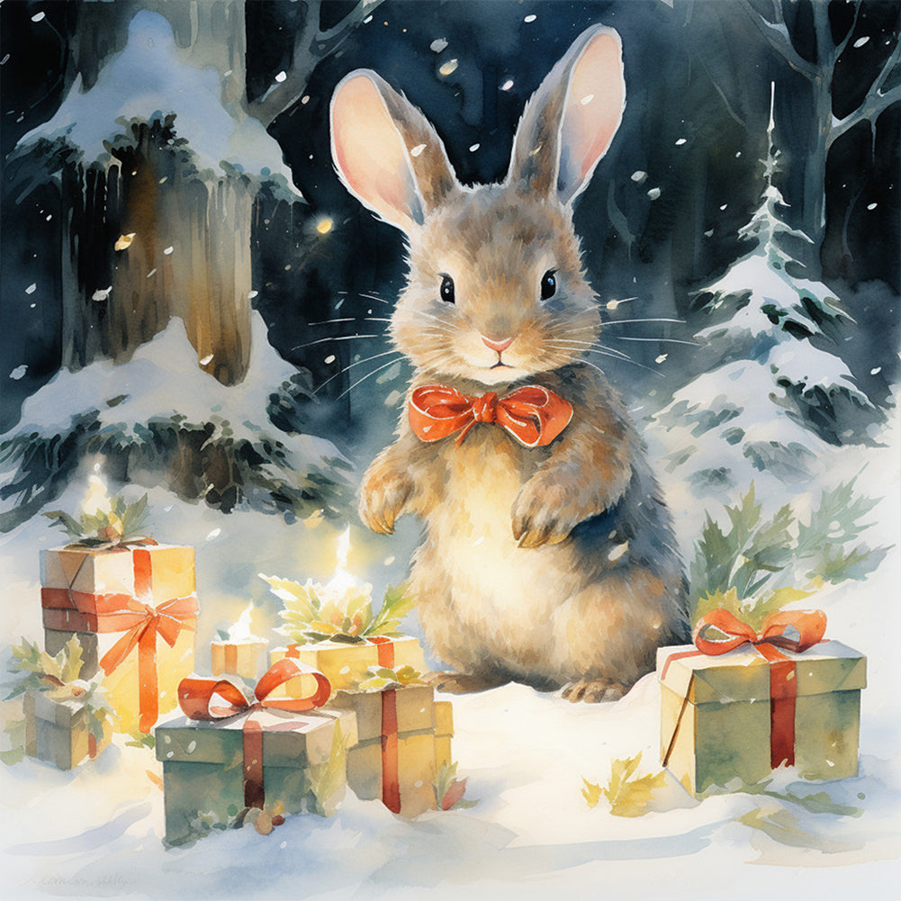 Gift Bunny 30*30CM (canvas) Full Round Drill Diamond Painting