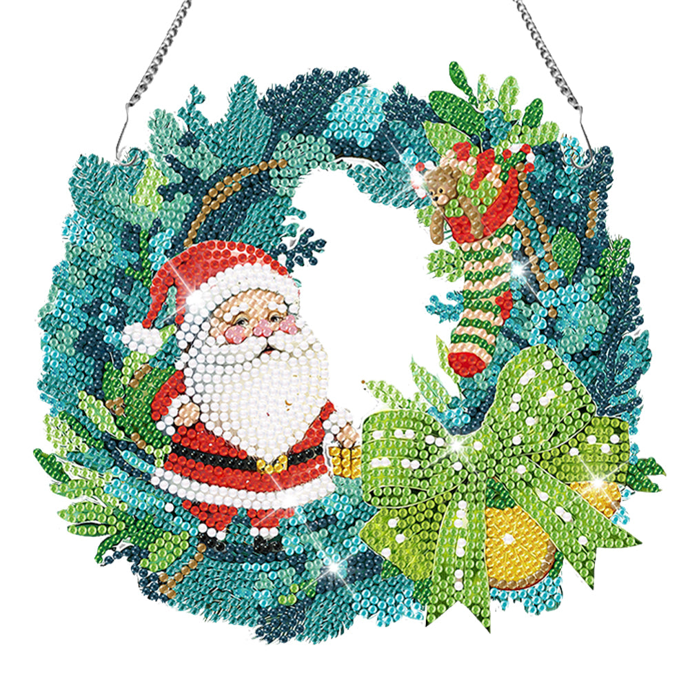 Special Shaped Diamond Painting Wall Decor Wreath (Santa)