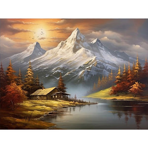 Snow Mountain Woods 40*30CM (canvas) Full Round Drill Diamond Painting