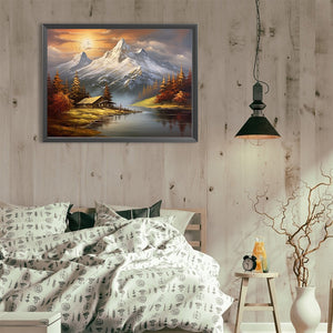 Snow Mountain Woods 40*30CM (canvas) Full Round Drill Diamond Painting