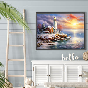 Seaside Lighthouse 40*30CM (canvas) Full Round Drill Diamond Painting
