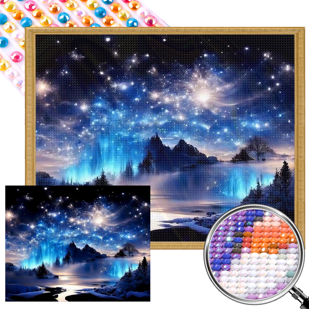 Starry Night Mountains And Rivers 50*40CM (canvas) Full Round Drill Diamond Painting