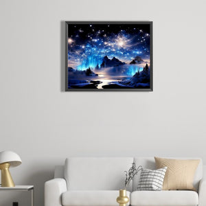 Starry Night Mountains And Rivers 50*40CM (canvas) Full Round Drill Diamond Painting
