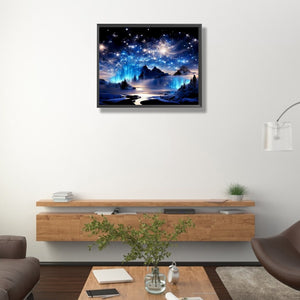 Starry Night Mountains And Rivers 50*40CM (canvas) Full Round Drill Diamond Painting
