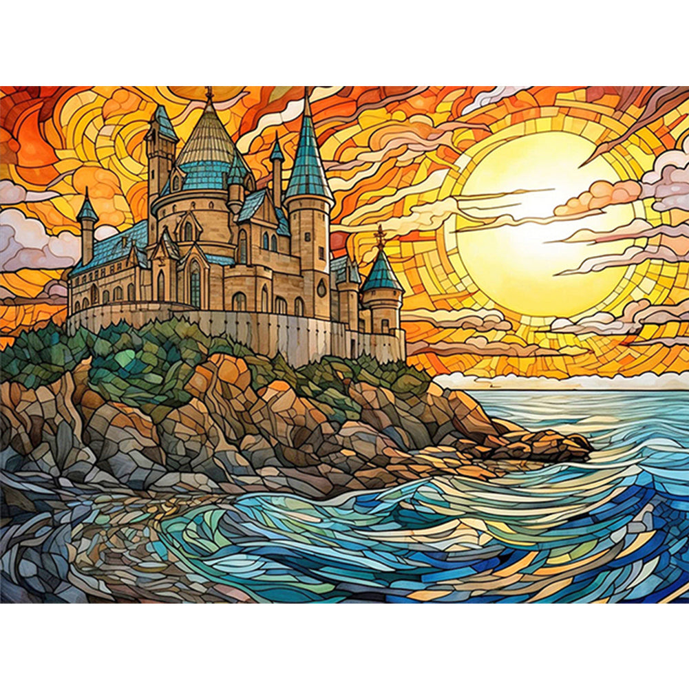 Sea Castle 40*30CM (canvas) Full Round Drill Diamond Painting