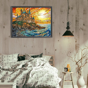 Sea Castle 40*30CM (canvas) Full Round Drill Diamond Painting