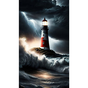 Sea Lighthouse 40*70CM (canvas) Full Round Drill Diamond Painting