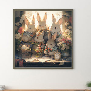 Rabbits Gathered Together 40*40CM (canvas) Full Round Drill Diamond Painting