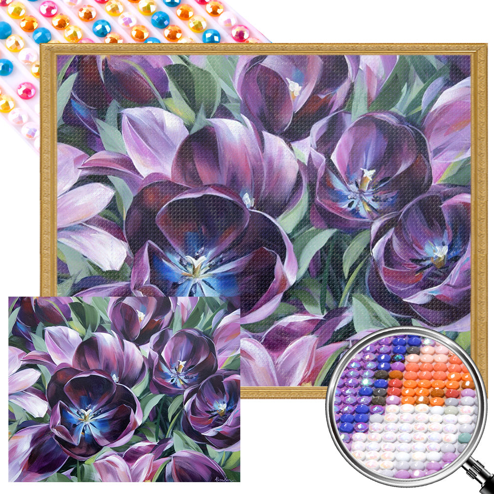 Purple Tulips 50*40CM (canvas) Full Round Drill Diamond Painting