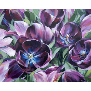 Purple Tulips 50*40CM (canvas) Full Round Drill Diamond Painting