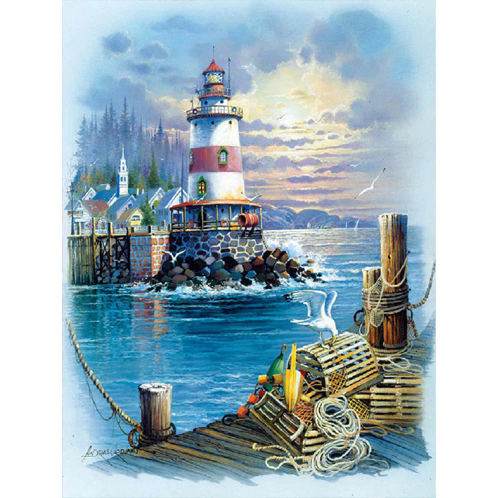 Seaside Lighthouse 30*40CM (canvas) Full Round Drill Diamond Painting