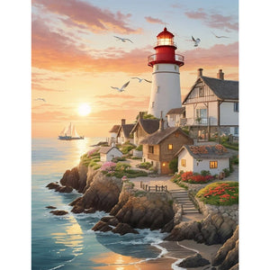 Seaside Lighthouse 30*40CM (canvas) Full Square Drill Diamond Painting