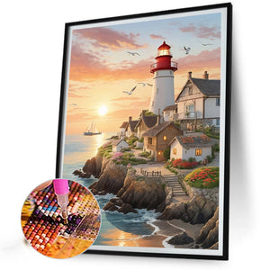 Seaside Lighthouse 30*40CM (canvas) Full Square Drill Diamond Painting