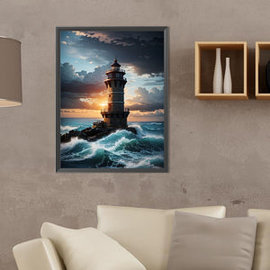 Seaside Lighthouse 30*40CM (canvas) Full Round Drill Diamond Painting