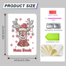Load image into Gallery viewer, 50 Pages A5 Special Shaped Diamond Painting Diary Book for Teens (Christmas Elk)
