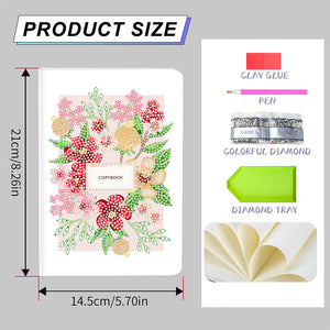 50 Pages A5 Special Shaped Diamond Painting Diary Book for Teens (Simple Flower)